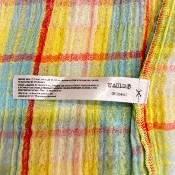 Anthropologie Yellow & Blue Plaid Ruffle Mini Dress - Large - Runs Big! - Picture 9 of 9